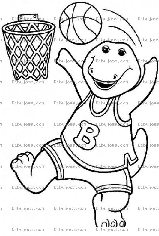 Dibujo para colorear Ibujo De Barney Jugando Basketball Para Pintar Y Colorear A Barney Basquetbolista
