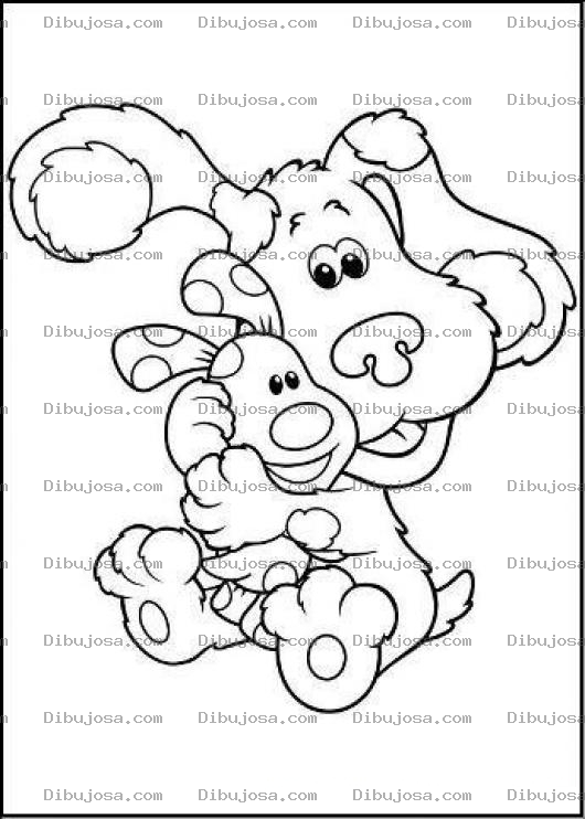 Dibujo para colorear Dibujo Del Perrito Blue Con Su Hijo Para Pintar Y Colorear A Bluesito