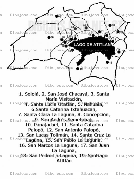 Dibujo para colorear Colorear Mapa del departamento de Solola, Lamina del Departamento de Solola Guatemala