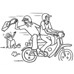 Dibujo para colorear Ladrones En Moto Para Pintar Y Colorear Roba Bolsos En Motocicletas Asaltando A Una Mujer