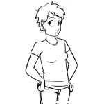 Dibujo para colorear Dibujo De Chica De Pelo Corto En Playera Y Jeans Para Pintar Y Colorear