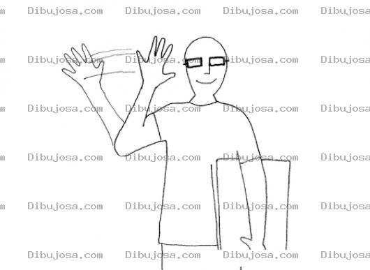 Dibujo para colorear Estudiante Saludando Para Pintar Y Colorear