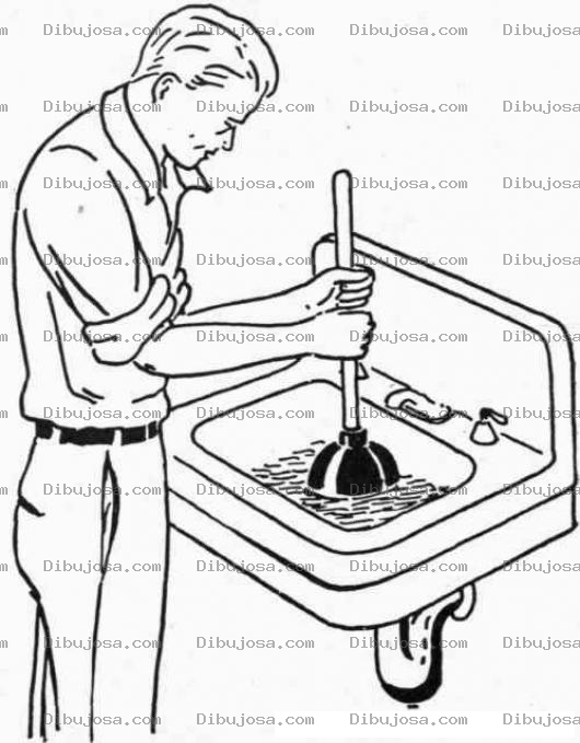 Dibujo para colorear Plomero Destando Lavamanos Para Pintar Y Colorear