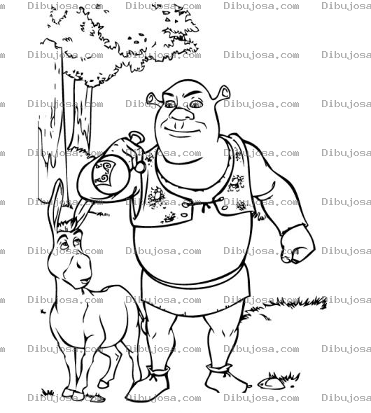 Dibujo para colorear Colorear a Shrek con la posima