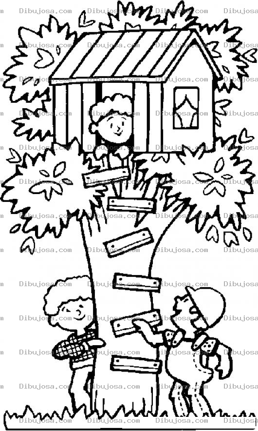 Dibujo para colorear Casaenarbol Dibujo De Casita De Ninos Sobre Un Arbolito Para Pintar Y Colorear Casa En Arbol