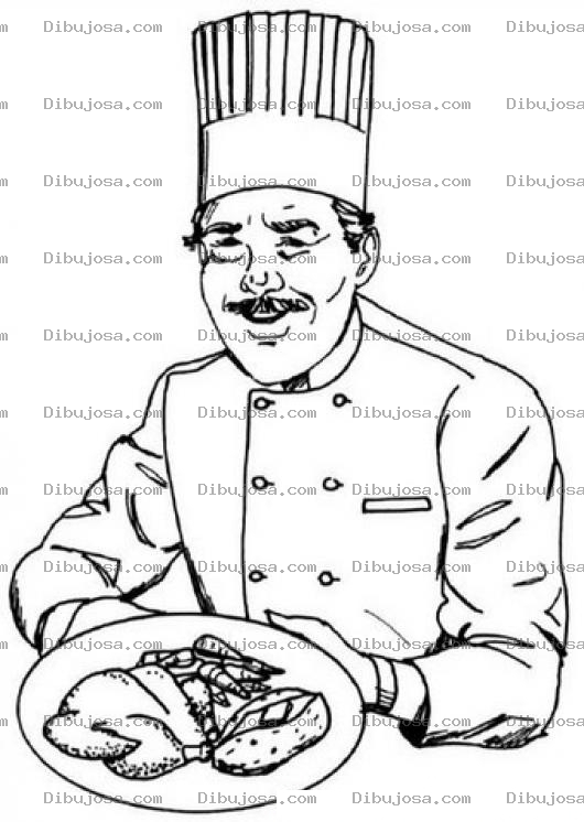 Dibujo para colorear Platillo De Cheff Para Pintar Y Colorear Dibujo De Un Pollo Cocinado Por Un Chef
