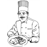 Dibujo para colorear Platillo De Cheff Para Pintar Y Colorear Dibujo De Un Pollo Cocinado Por Un Chef