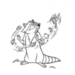Dibujo para colorear Dibujo De Un Mapache Con Un Colibri Para Pintar Y Colorear Mapachito Con Pajarito