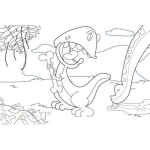 Dibujo para colorear Dibujo De Bebe Dinosaurio Con Un Hueso Para Pintar Y Colorear