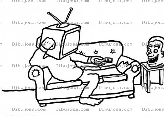 Dibujo para colorear Televisor Con Control Remoto Para Pintar Y Colorear