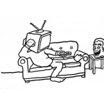 Dibujo para colorear Televisor Con Control Remoto Para Pintar Y Colorear