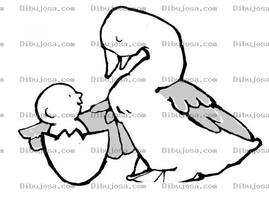 Dibujo para colorear Dibujo De Patito Con Un Bebe Recien Nacido En Un Cascaron Para Pintar Y Colorear Al Bebito Feo