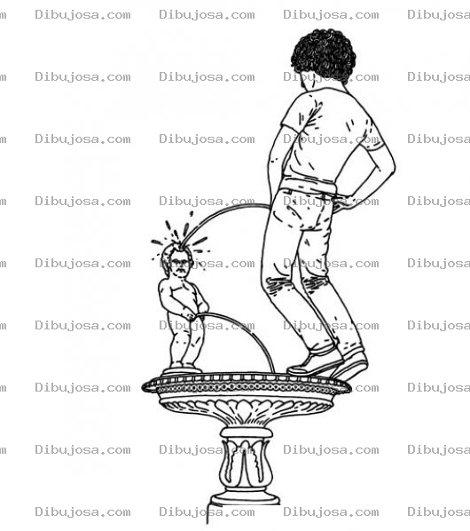 Dibujo para colorear Guerra De Orines Dibujo De Un Nino Orinando Sobre Una Estatua Para Pintar Y Colorear Una Guerra De Miados Guerra De Pipi O Guerra De Bish