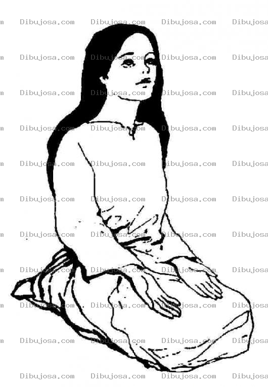 Dibujo para colorear Dibujo De Mujer Rogando De Rodillas Para Pintar Y Colorear