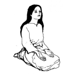 Dibujo para colorear Dibujo De Mujer Rogando De Rodillas Para Pintar Y Colorear