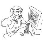 Dibujo para colorear Dibujo De Viejo Navegando En Internet Para Colorear