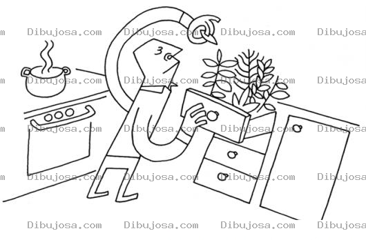 Dibujo para colorear Hombre Dibujando Con Hojitas De Laurel Para Colorear