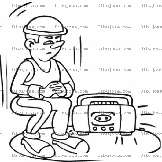 Dibujo para colorear Dibujo De Hombre Haciendo Aerobicos Escuchanod Musica Con Una Radiobrabadora Para Pintar Y Colorear