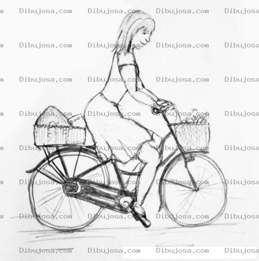 Dibujo para colorear Colorear Mujer En Bicicleta