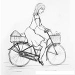Dibujo para colorear Colorear Mujer En Bicicleta
