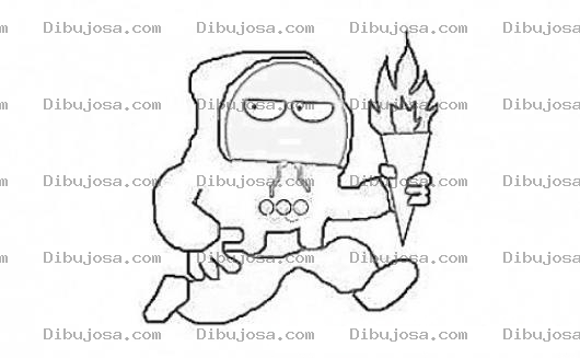 Dibujo para colorear Colorear Encapuchado Corriendo Con Antorcha De Juegos Olimpicos