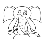 Dibujo para colorear Colorear Elefante Con Mani
