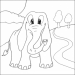 Dibujo para colorear Colorear Paisaje Con Elefante