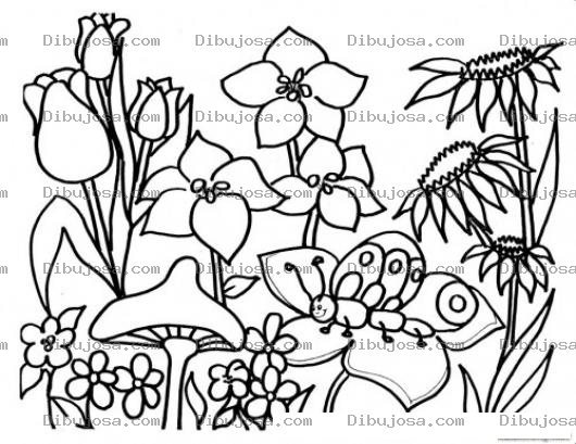 Dibujo para colorear Colorear Gusanito En Un Jardin De Flores