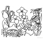 Dibujo para colorear Colorear Gusanito En Un Jardin De Flores