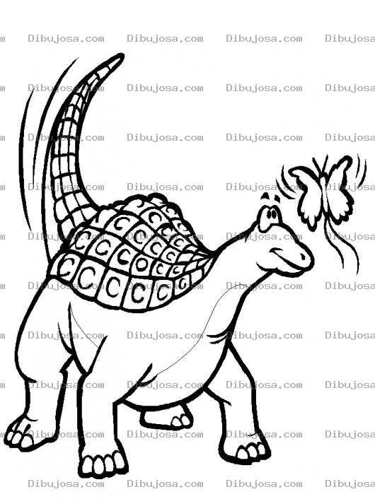 Dibujo para colorear Colorear Dinosaurio Con Mariposa