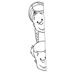 Dibujo para colorear Ninos Detras De La Puerta Para Colorear