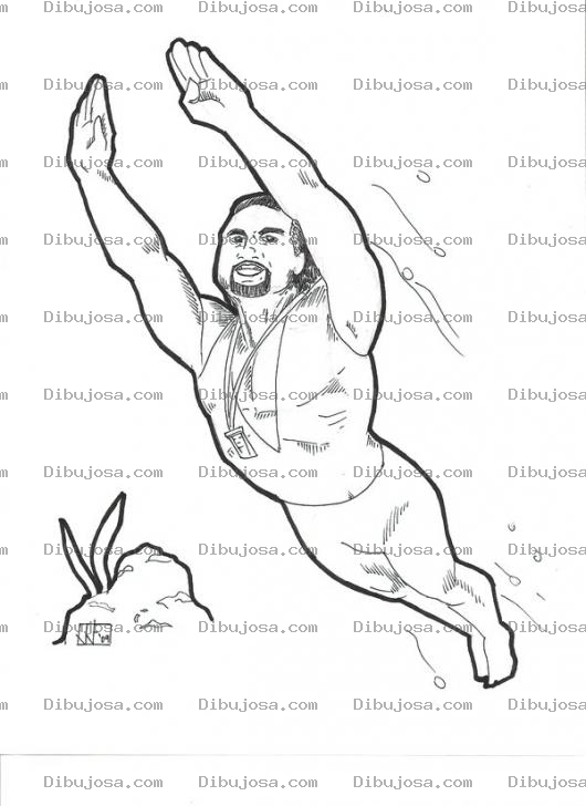 Dibujo para colorear Dibujo De Hombre Salavavidas Nadando Debajo Del Agua Para Pintar Y Colorear A Un Hombre Baywatch