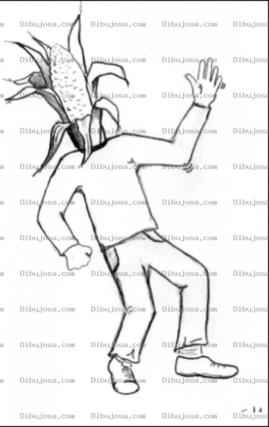 Dibujo para colorear Hombre De Maiz Para Pintar Y Colorear Dibujo De Un Hombre Con Cabeza De Elote