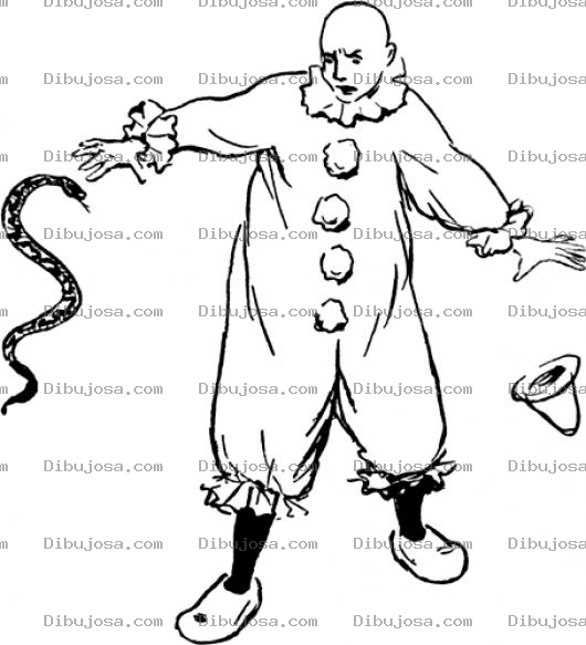 Dibujo para colorear Dibujo De Payaso Asustado Por Una Culebra Para Pintar Y Colorear Payasito Miedoso