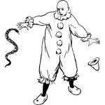 Dibujo para colorear Dibujo De Payaso Asustado Por Una Culebra Para Pintar Y Colorear Payasito Miedoso