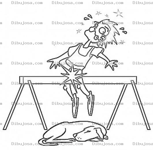 Dibujo para colorear Accidente De Gimnasta Dibujo De Gimnasta Con Golpe En Los Quilines Para Pintar Y Colorear Un Golpe En Los Testiculos