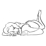 Dibujo para colorear Dibujo De Mujer Recostada En El Piso Bocabajo Para Pintar Y Colorear
