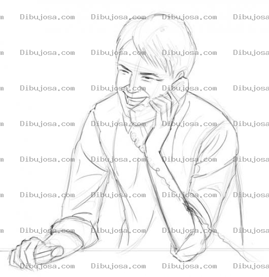 Dibujo para colorear Novio Enamorado Hablando Por Telefono Con Su Novia Para Pintar Y Colorear