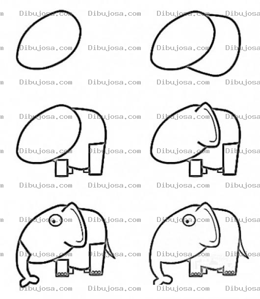 Dibujo para colorear Como Dibujar Un Elefante En 6 Pasos
