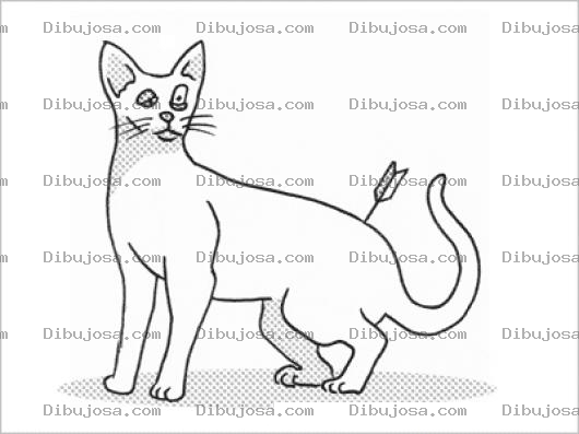 Dibujo para colorear Gato Flechado Dibujo De Gato Con Una Flecha En Su Trasero Para Pintar Y Colorear