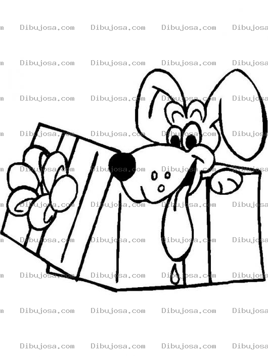 Dibujo para colorear Perrito En Caja De Regalo Para Pintar Y Colorear Perro Regalado