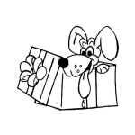 Dibujo para colorear Perrito En Caja De Regalo Para Pintar Y Colorear Perro Regalado
