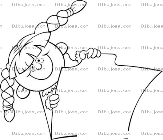 Dibujo para colorear Nina En Un Folder Para Pintar Y Colorear Chiquilla De Trenzas Metida En Una Carpeta