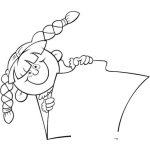 Dibujo para colorear Nina En Un Folder Para Pintar Y Colorear Chiquilla De Trenzas Metida En Una Carpeta