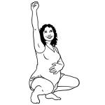Dibujo para colorear Mujer Embarazada De Cuclillas Estirandose Y Haciendo Ejercicios Para Pintar Y Colorear