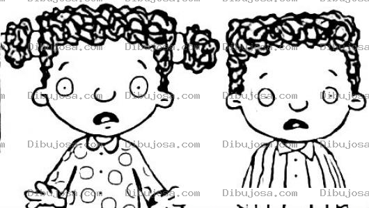 Dibujo para colorear Ninos Asustados Dibujo De 2 Hermanitos Colochos Para Pintar Y Colorear