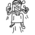 Dibujo para colorear Abuelita Saltando De Felicidad Para Colorear Y Pintar