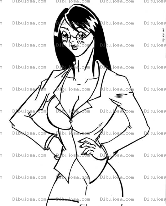 Dibujo para colorear Secretaria Sensual Para Pintar Y Colorear