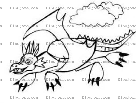 Dibujo para colorear Dragon Volador Dibujo De Dragon Volando En Los Cielos Para Pintar Y Colorear