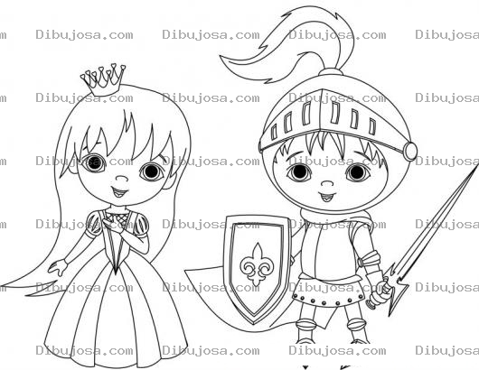 Dibujo para colorear Princesita Y Principito Dibujo De Princecita Con Su Caballerito Para Pintar Y Colorear Parejita De Principes